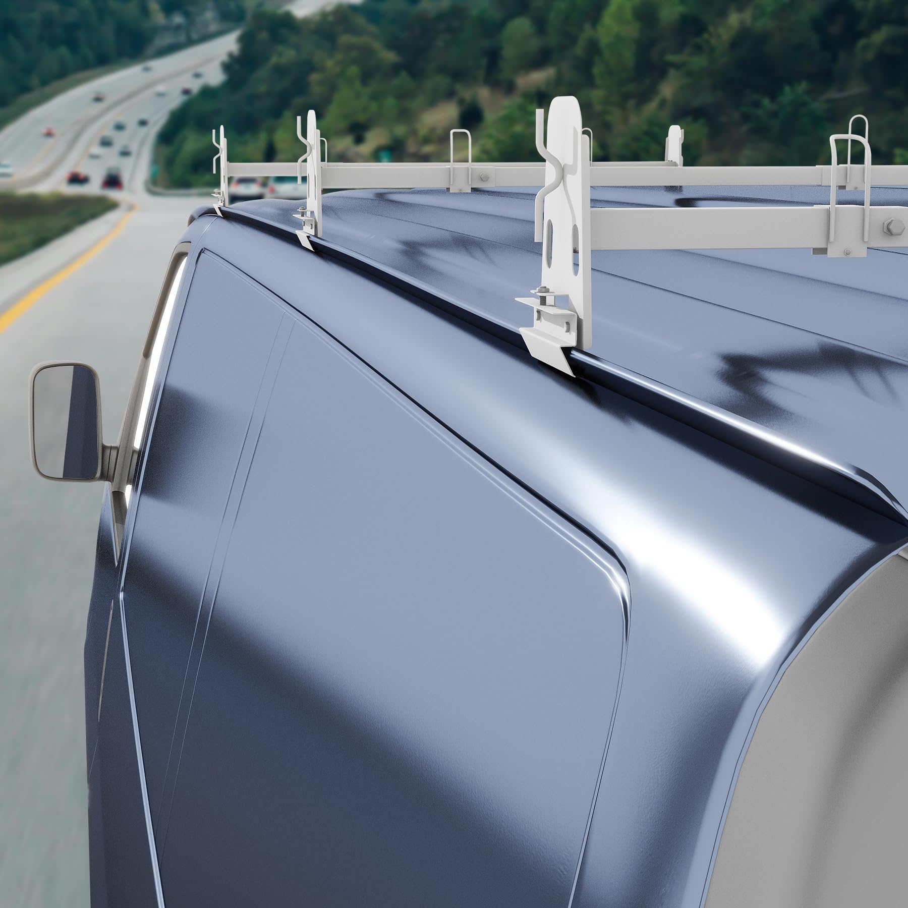 Neorexon clamp close-up with rubber cover protecting van gutters