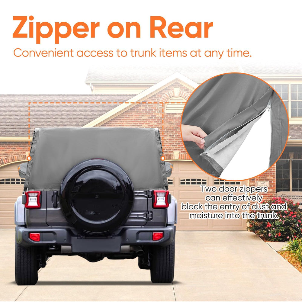 NEVERLAND close view of rear trunk zipper for easy cargo access