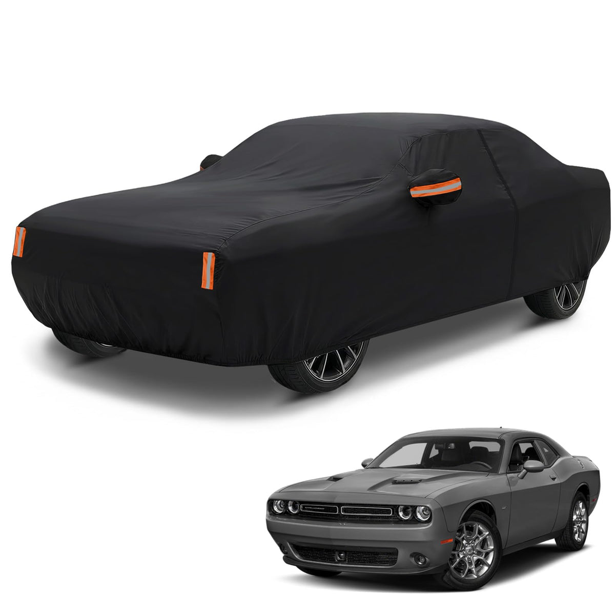 NEVERLAND front profile on Dodge Challenger showing full coverage and protection