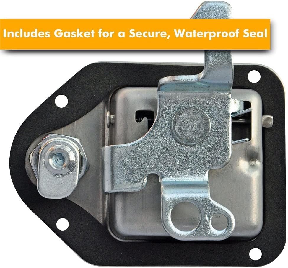 Newace latch beside ruler showing size fitment guidance and easy install benefit