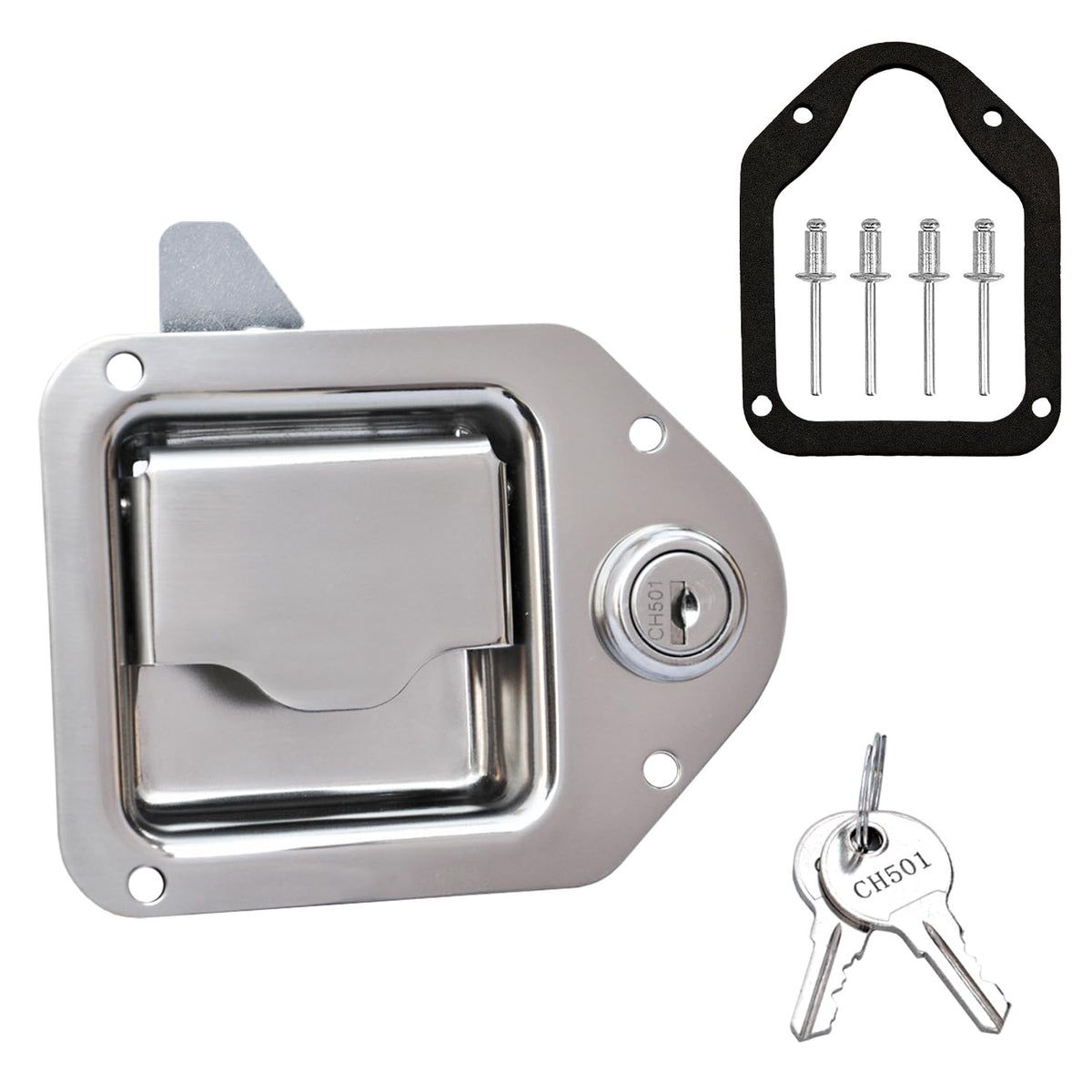 Newace front view paddle latch showing clean finish and secure closure benefit