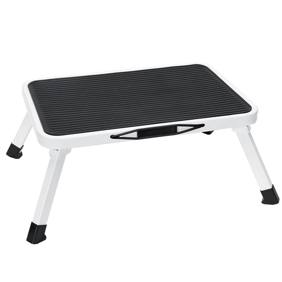 NEWBULIG front view open showing sturdy metal frame and wide platform for safe reaching