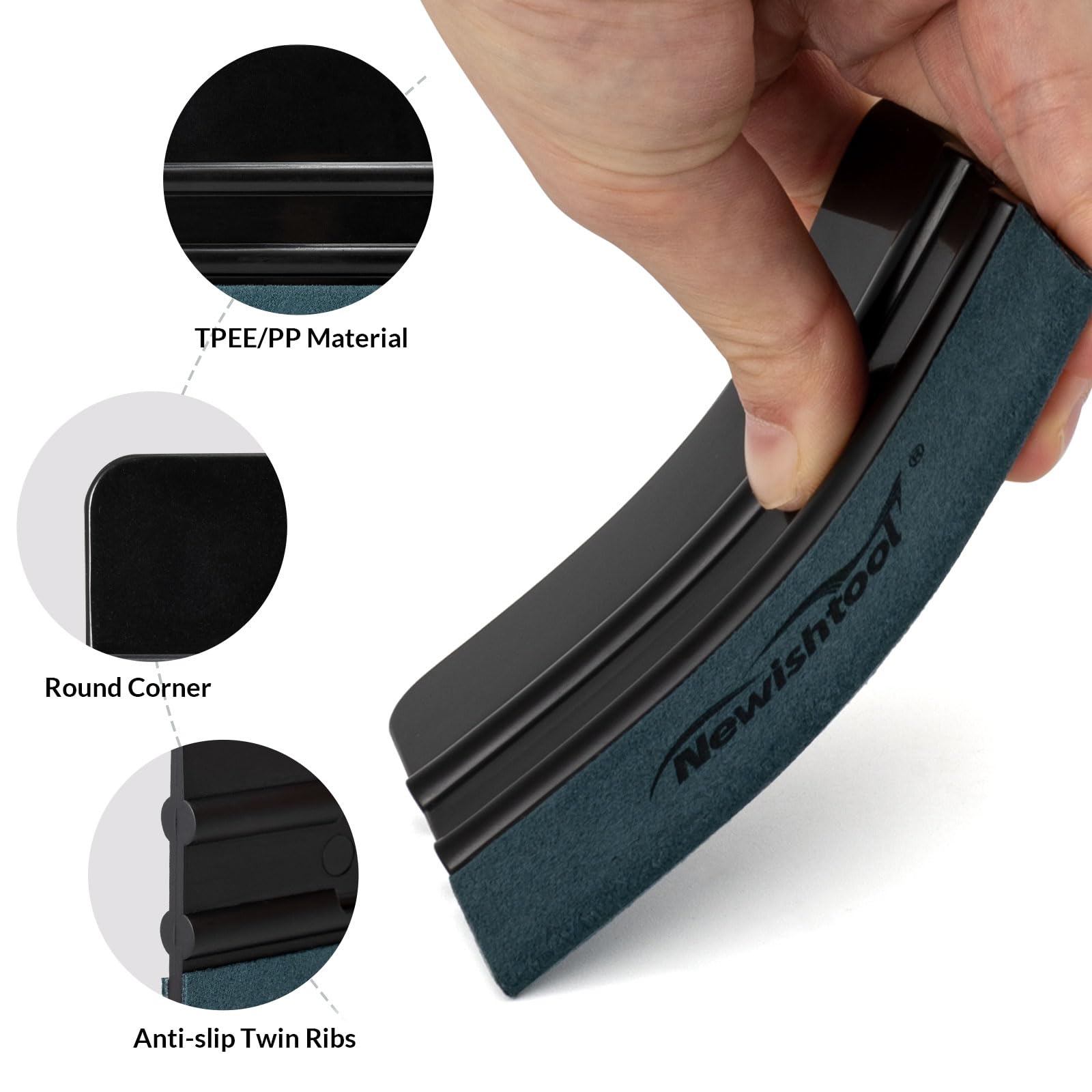 NEWISHTOOL close-up of suede felt edge highlighting scratch protection