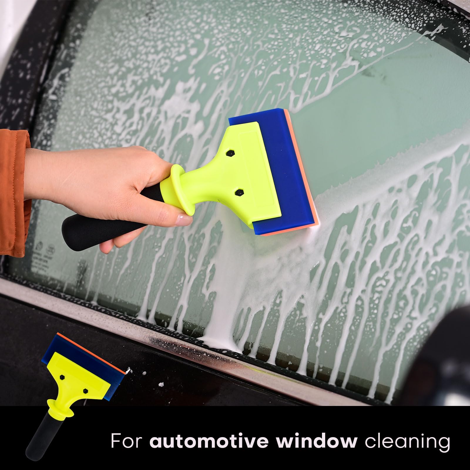 NEWISHTOOL being used on a car rear window demonstrating efficient tint smoothing