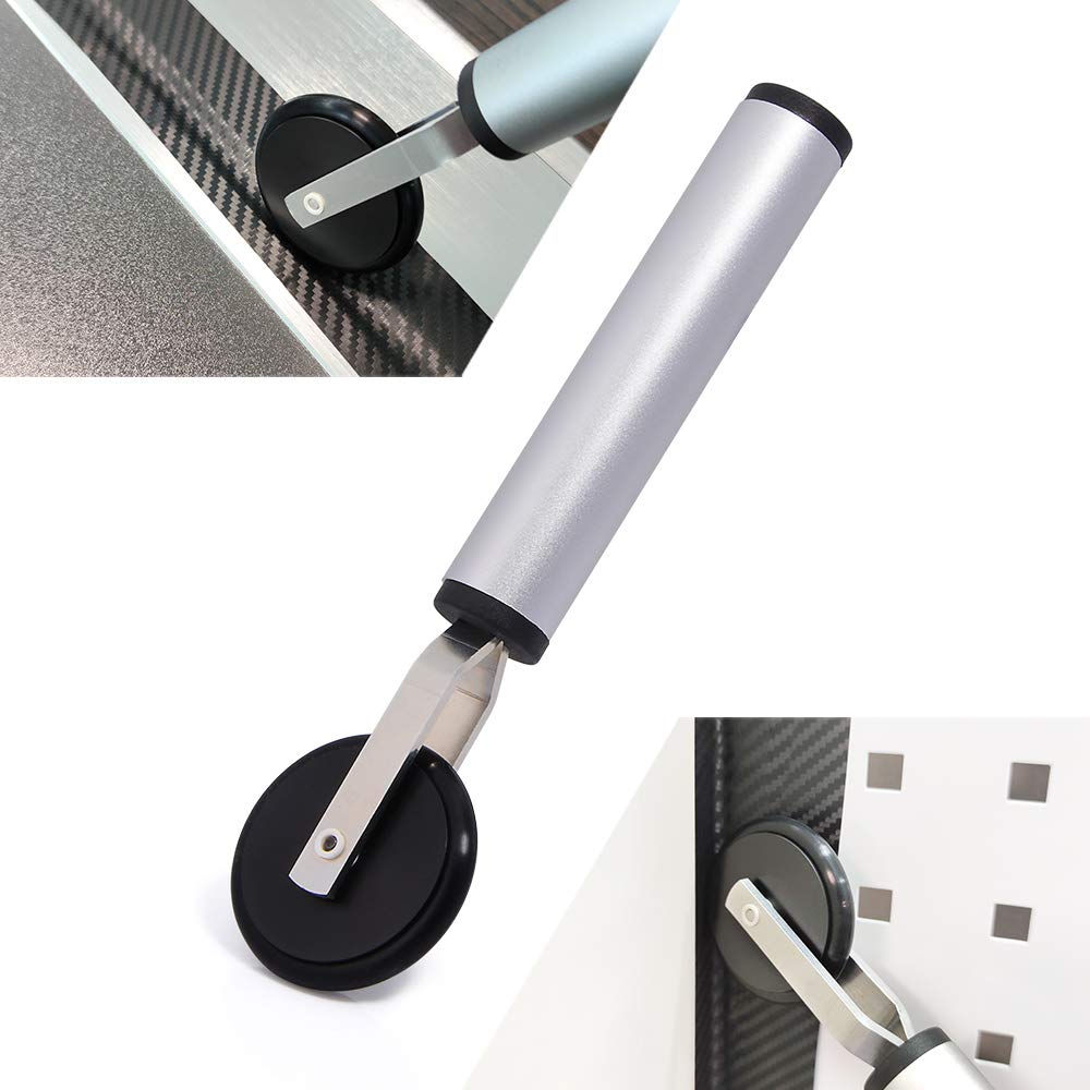 NEWISHTOOL roller pressing vinyl wrap along contour, creates clean edge benefit