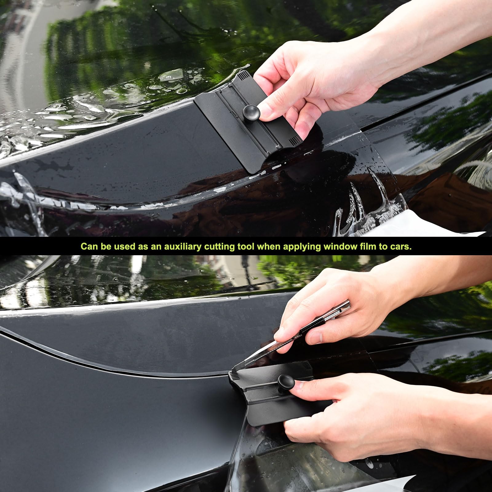 NEWISHTOOL squeegee held in hand to show size and ergonomic handling benefit