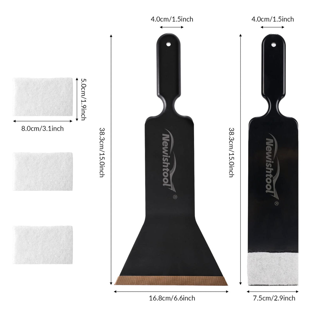 NEWISHTOOL squeegee kit next to ruler to show scale and ergonomic handle length