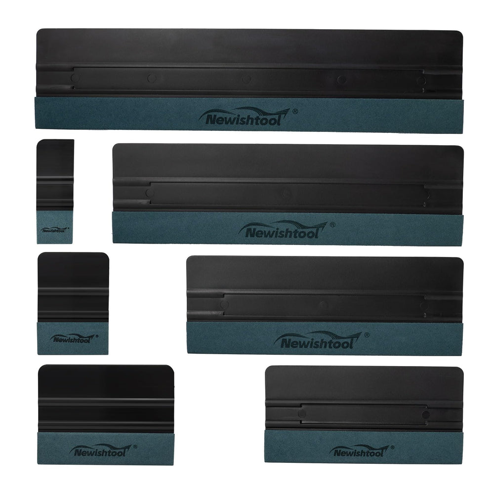 NEWISHTOOL squeegees beside ruler showing scale for accurate selection
