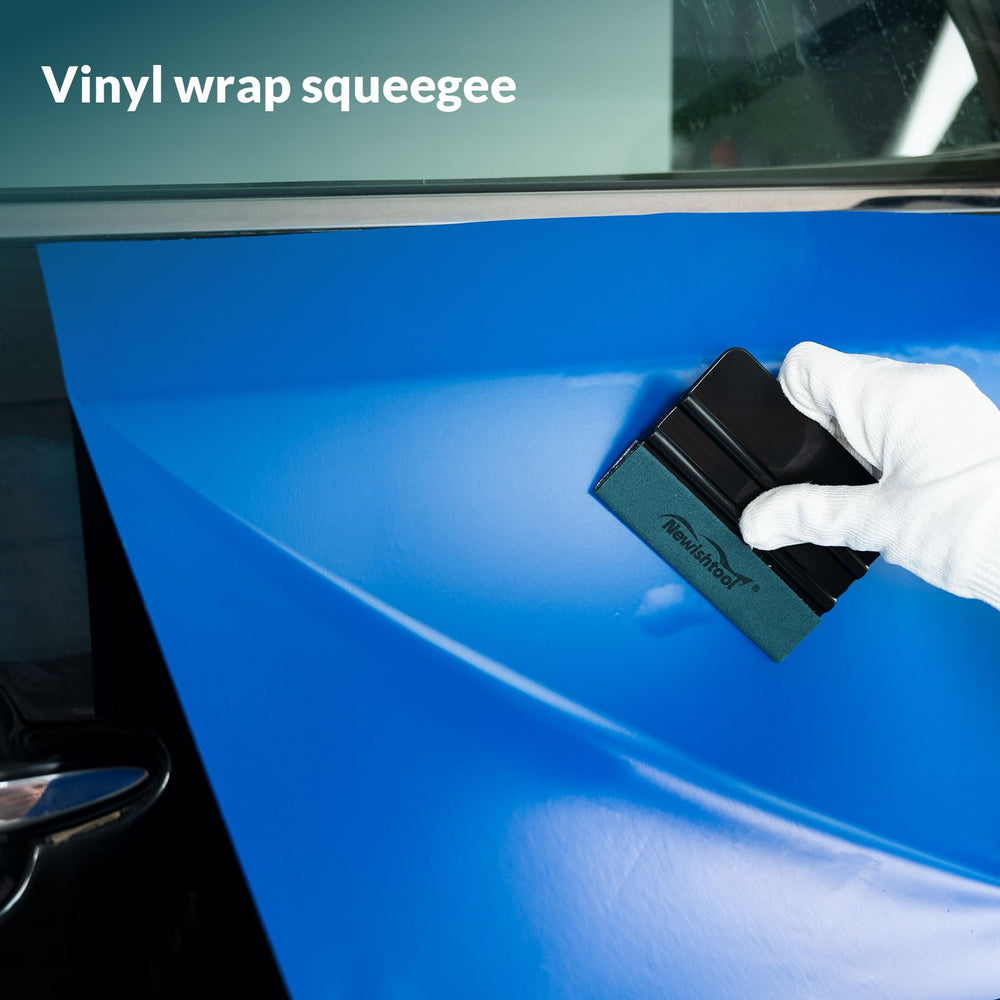 NEWISHTOOL small felt squeegee working around a curved panel for precise edges