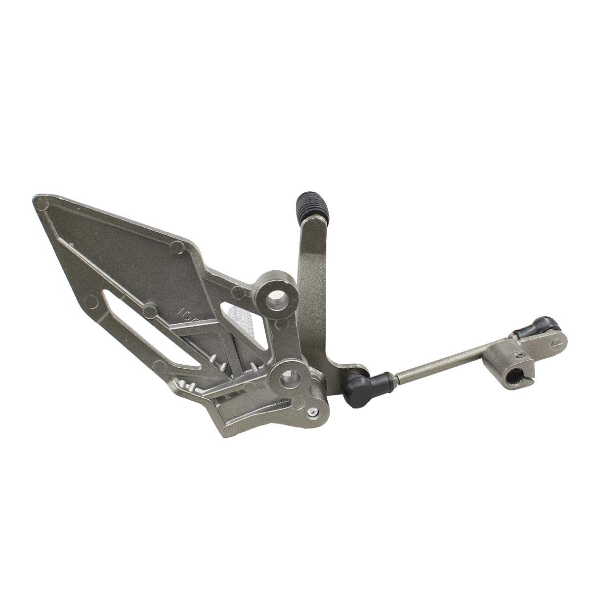 NewYall bracket installed on Kawasaki motorcycle demonstrating restored foot peg positioning