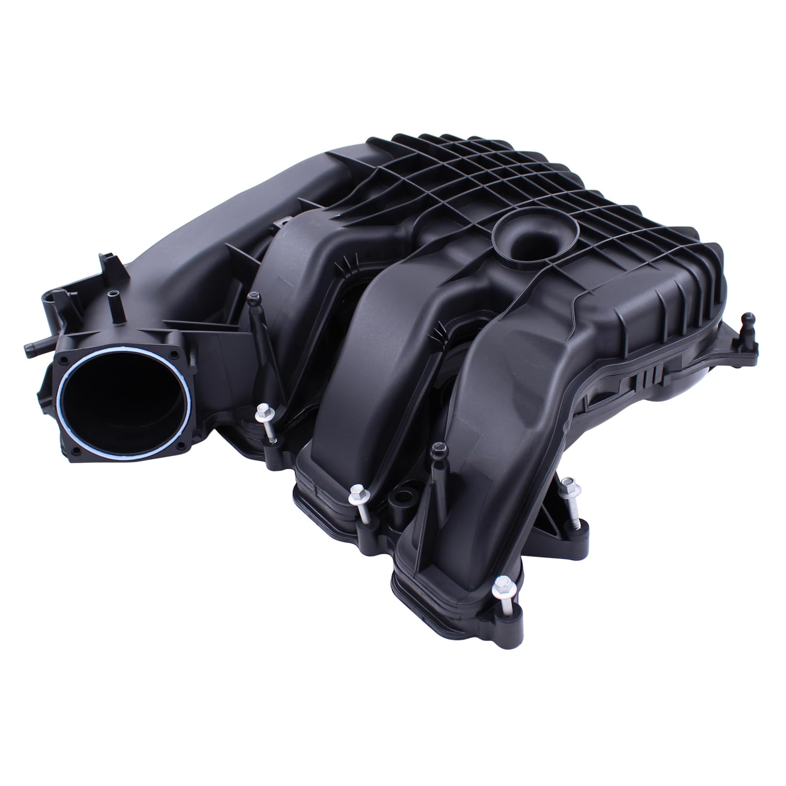 NewYall intake manifold close-up of runners highlighting smooth airflow passages benefit
