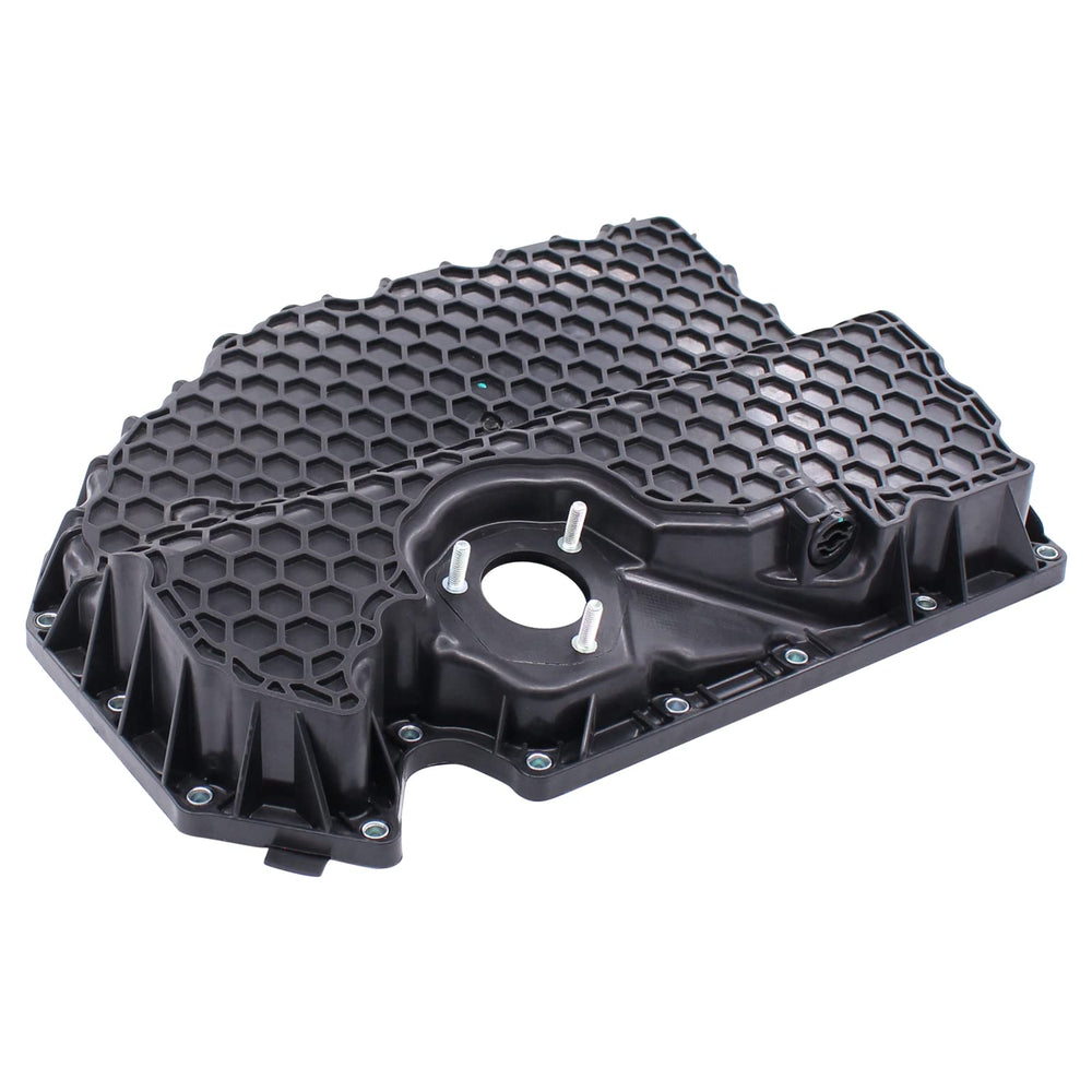 NewYall lower oil pan front view showing full shape and bolt pattern, ensures correct fit