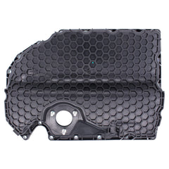 NewYall oil pan side profile with drain plug visible, aids fast oil changes