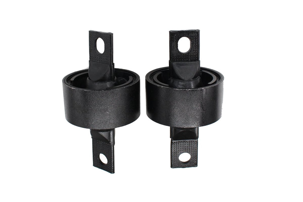NewYall rear lower trailing arm bushings front packaging showing parts and labels benefits fitment