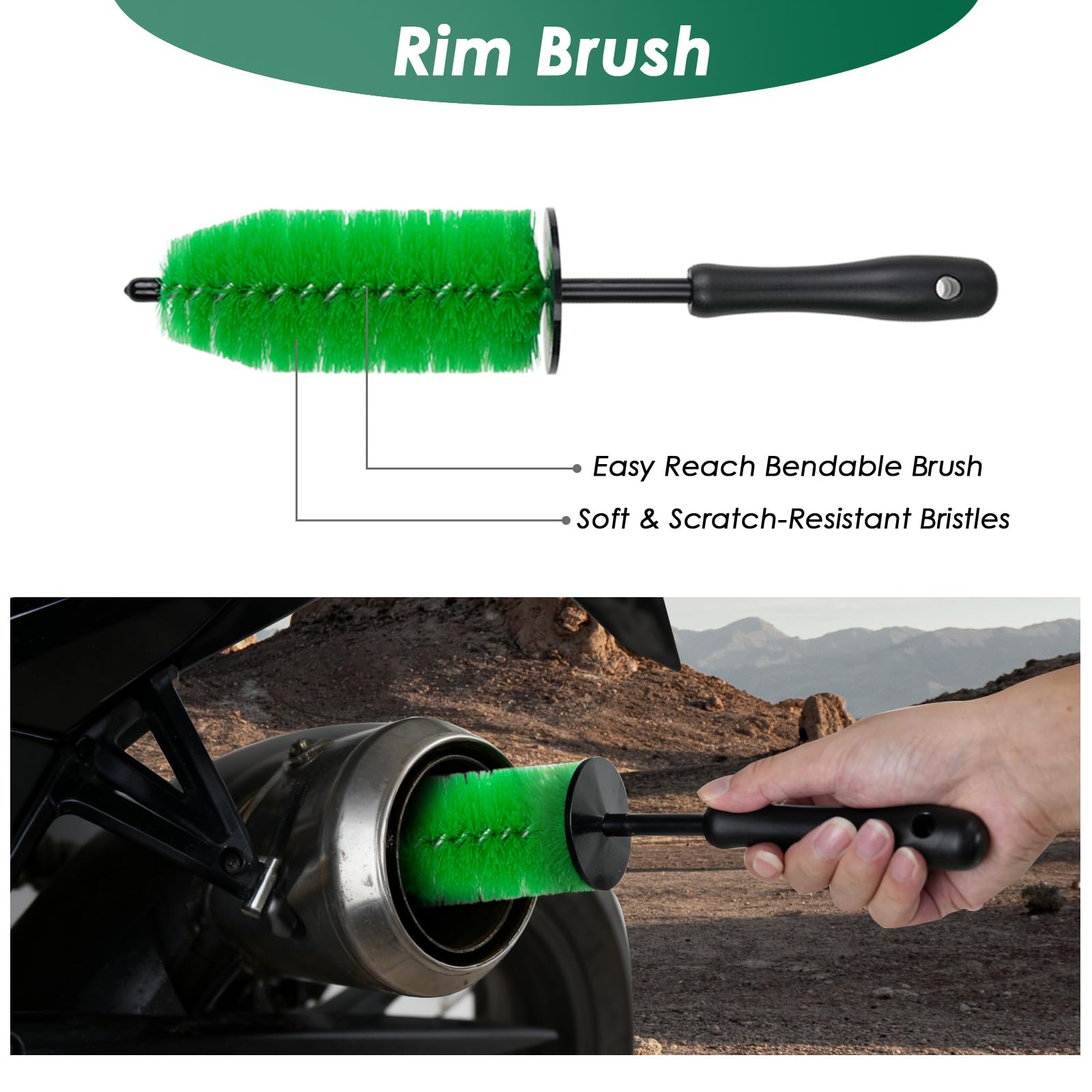 NexaBrush detailing brush trio showing stainless brass and nylon for tight areas