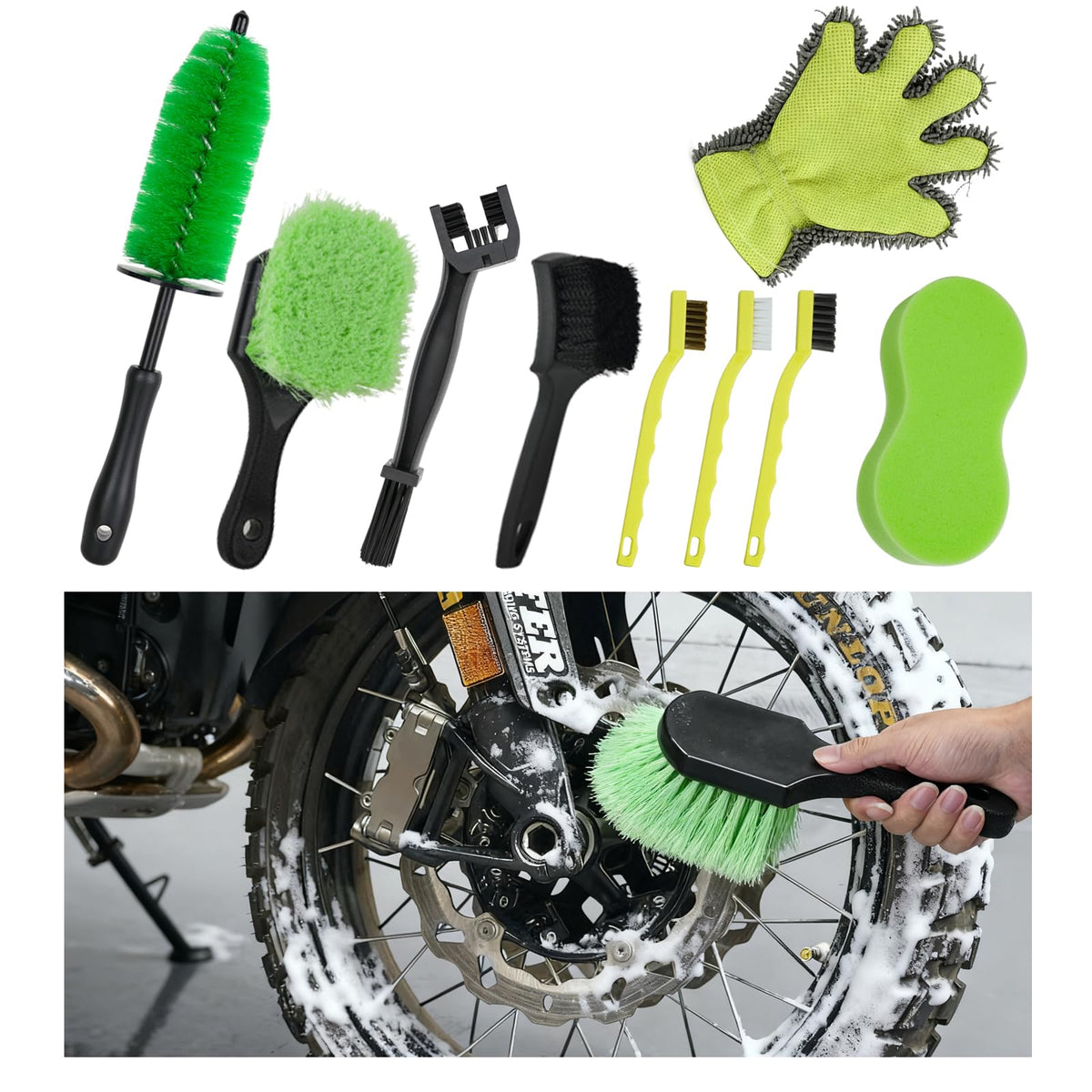 NexaBrush front packaging showing all nine cleaning tools for easy storage