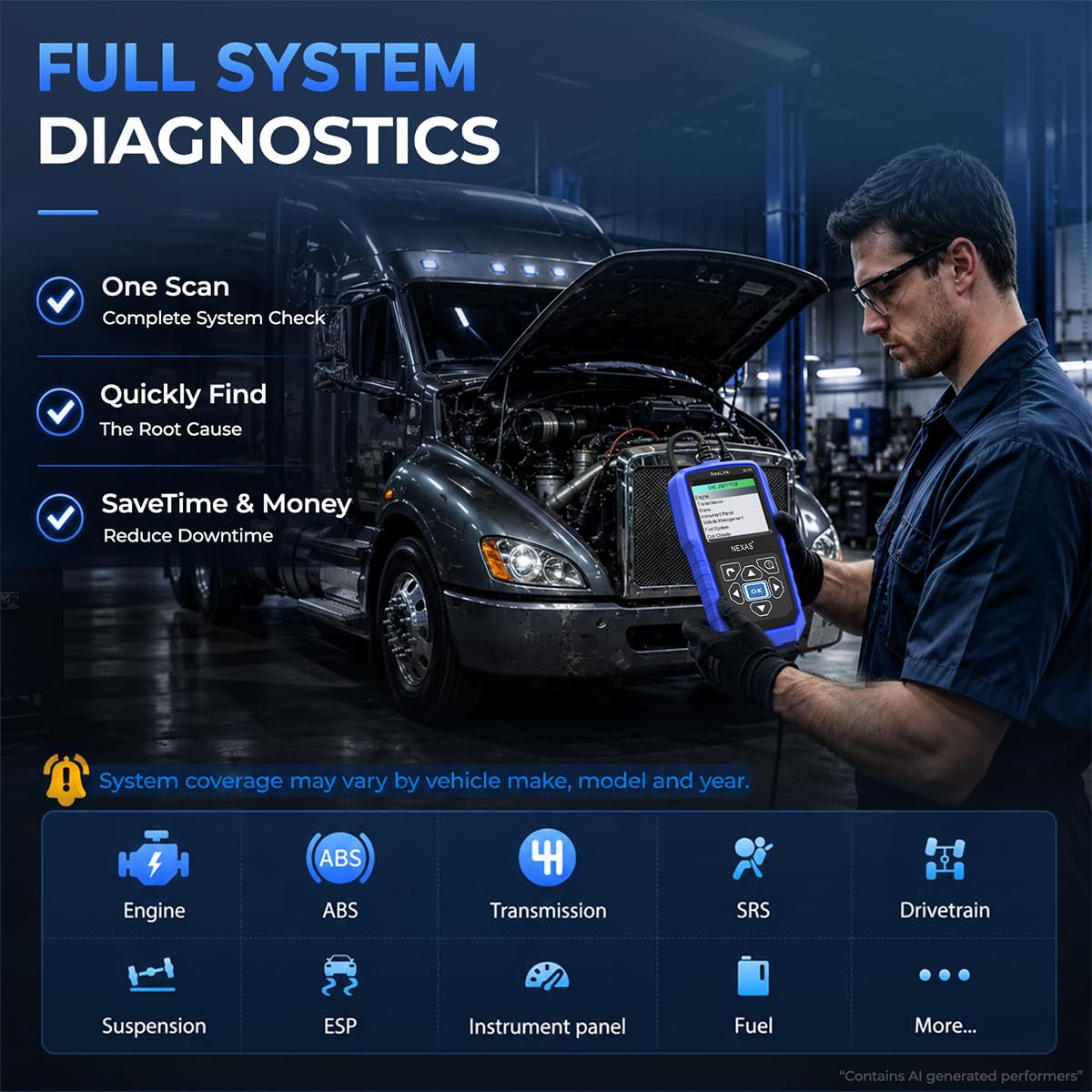 NEXAS NL102 screen displaying live engine data to monitor performance in real time