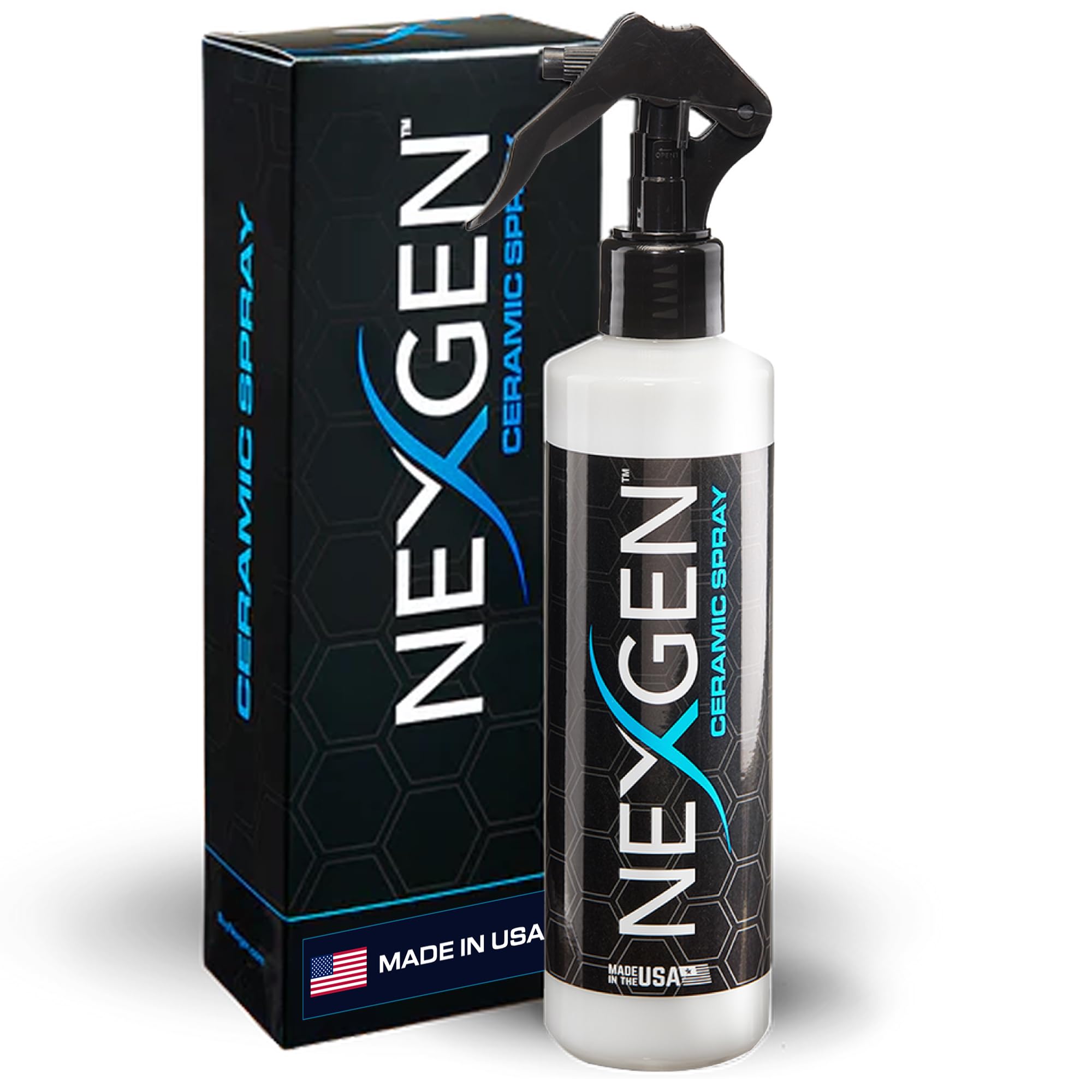 Nexgen bottle front label showing product identity and compact size benefit