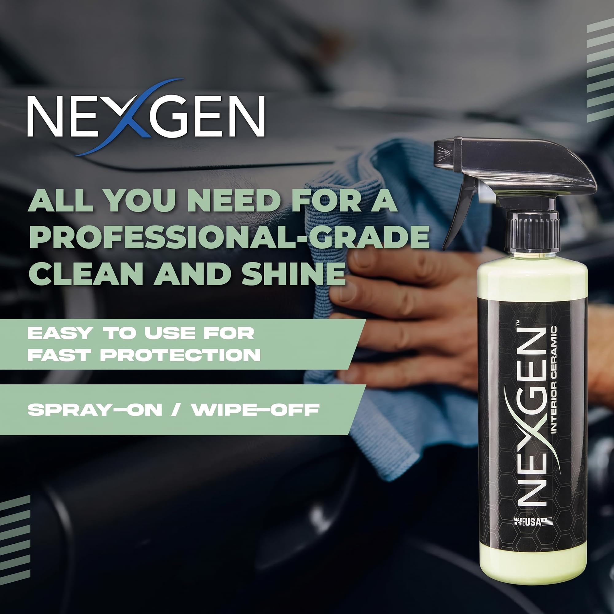 Nexgen bottle held in hand showing 16 oz scale for convenience