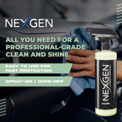 Nexgen bottle held in hand showing 16 oz scale for convenience