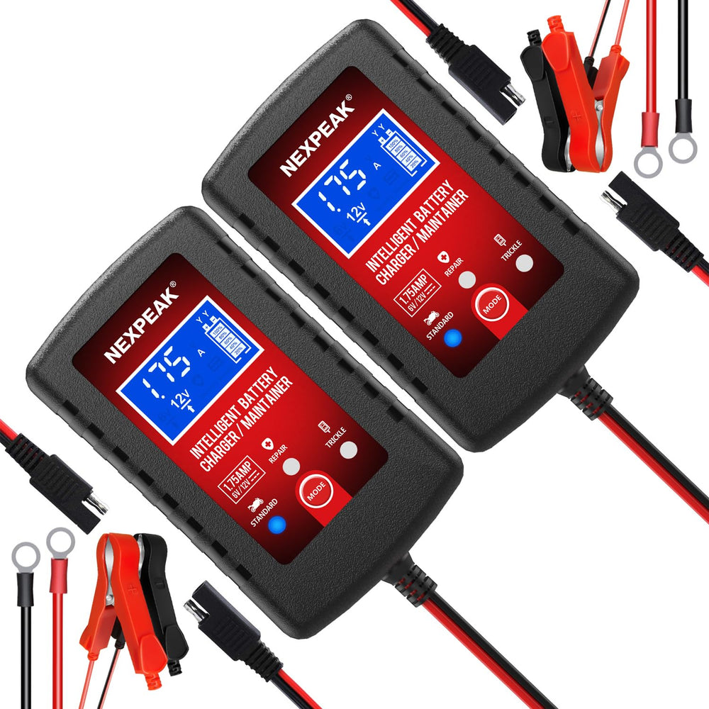 NEXPEAK front view of both chargers showing compact design and dual pack benefit