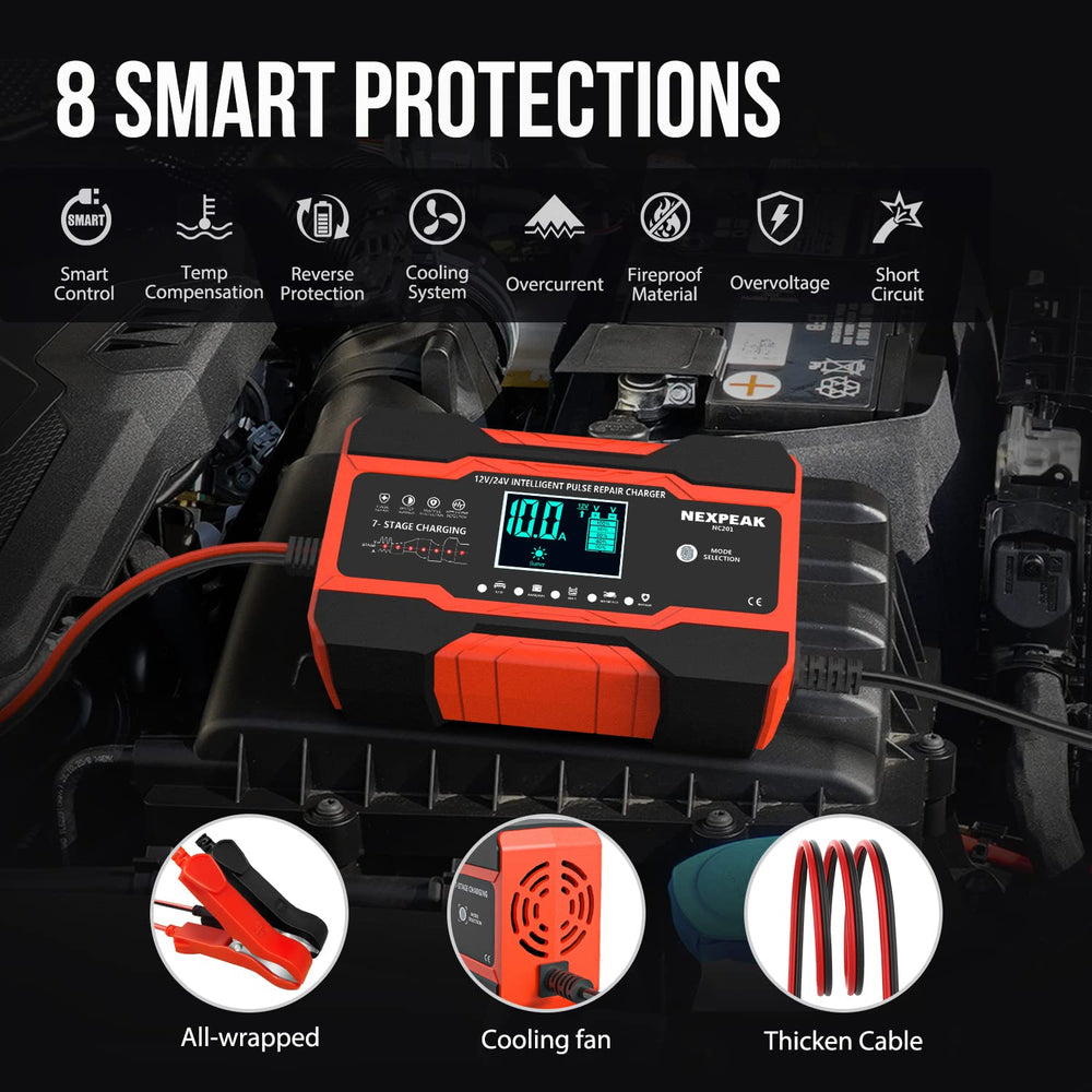 NEXPEAK connected under car hood delivering a reliable charge
