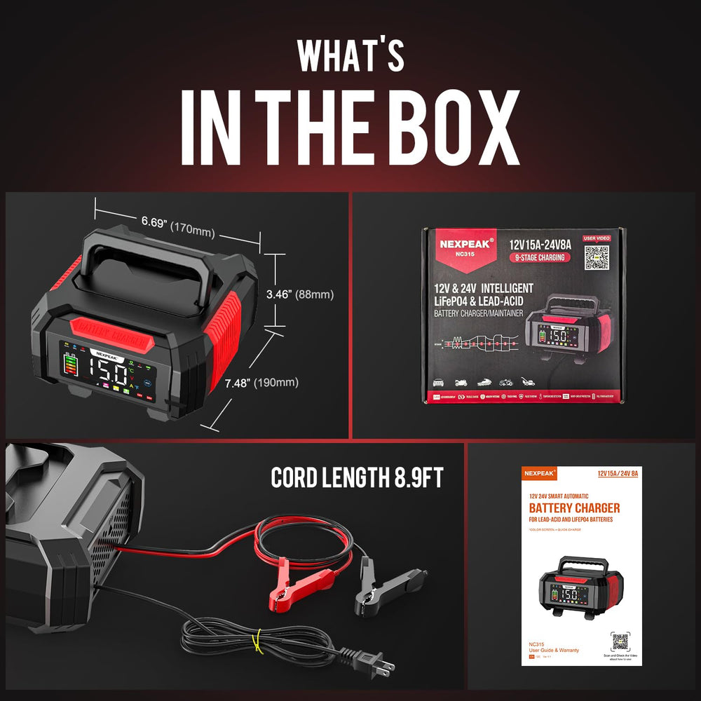 NEXPEAK box with clamps manual and accessories organized for unboxing