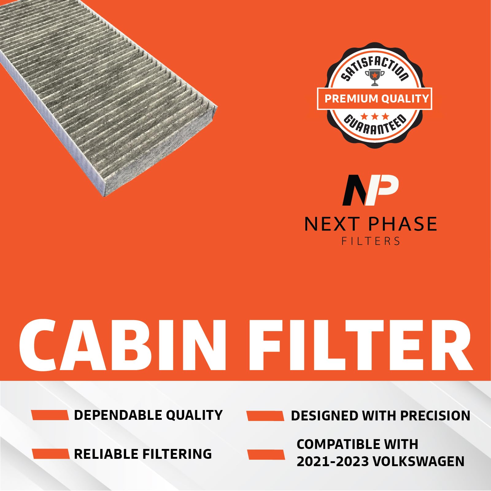 NEXT PHASE FILTERS detailed view of activated carbon layer showing odor control benefit