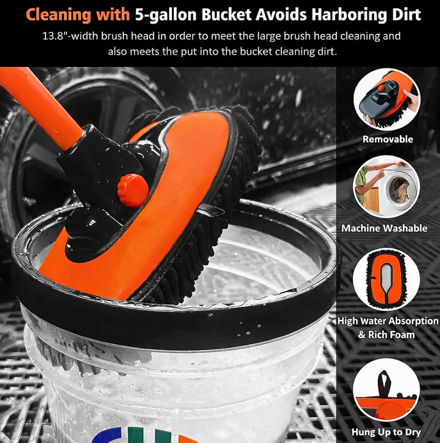 NEZENO kit in driveway wash scene demonstrating efficient cleaning for cars and small RVs