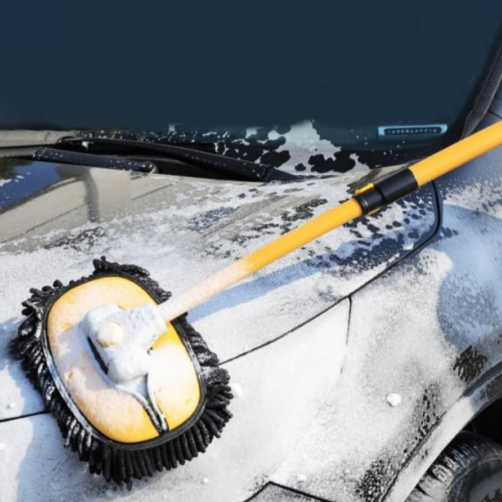 NEZENO lifestyle driveway wash showing comfortable car cleaning without ladders