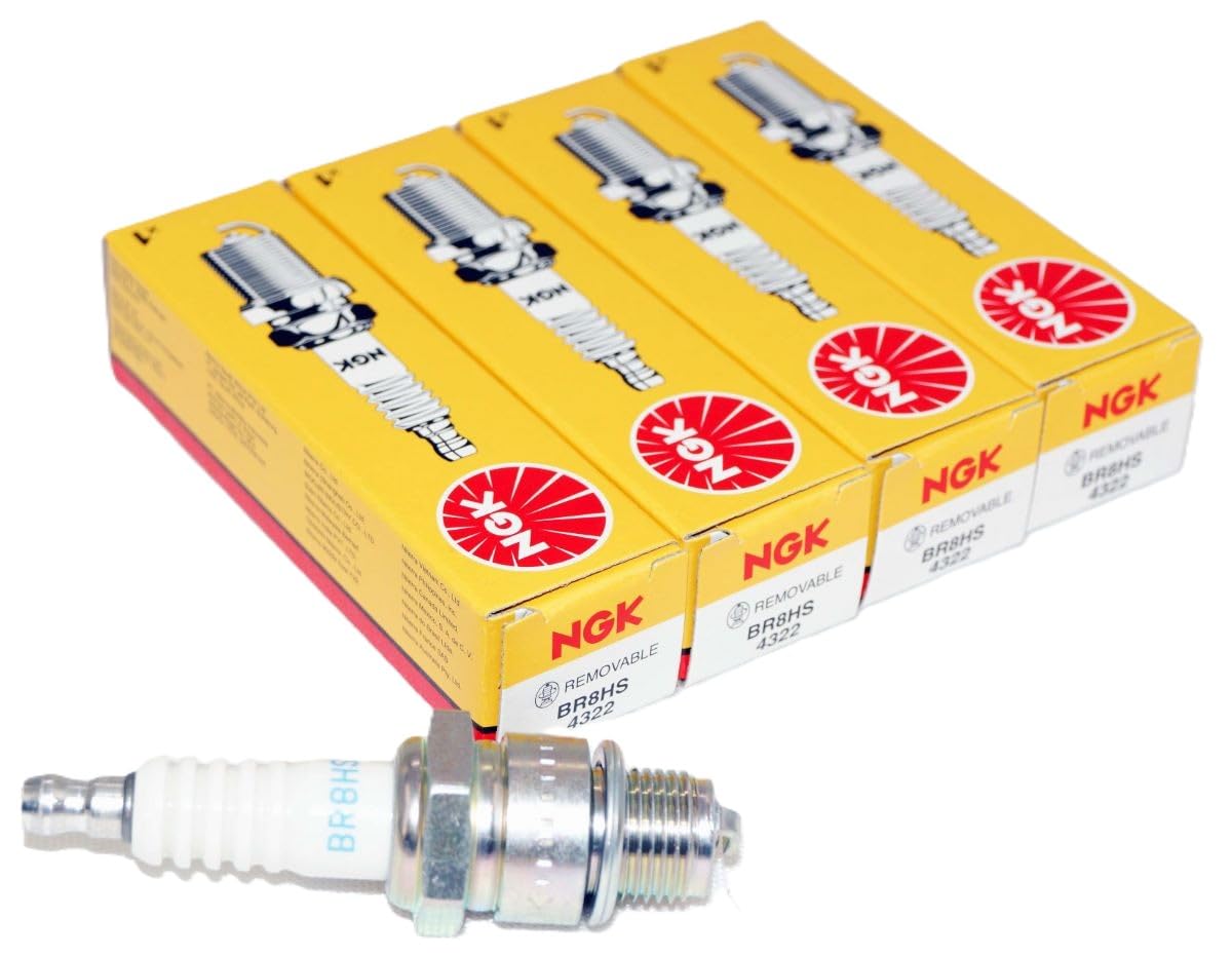 NGK 4322 BR8HS front packaging showing four plugs and part information, clear identification benefit