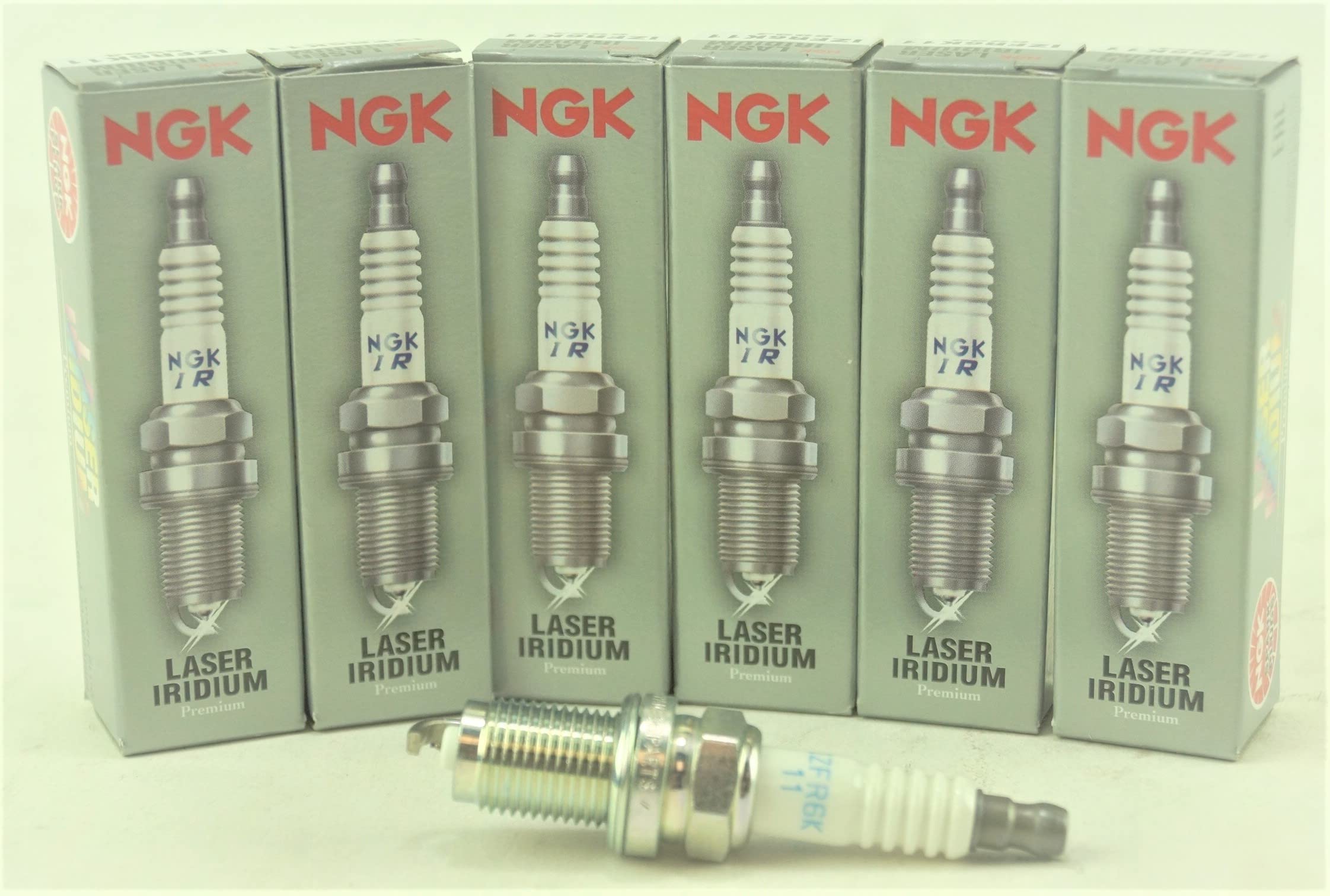 NGK close-up of iridium electrode highlighting fine tip for improved spark consistency