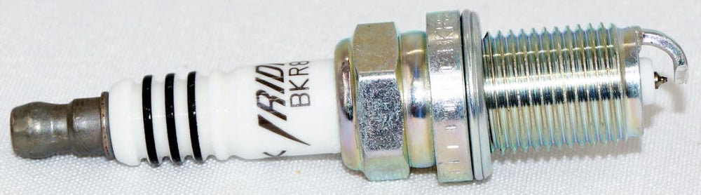NGK BKR8EIX dimensional view with ruler showing proper reach and fitment assurance