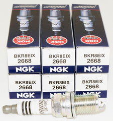 NGK BKR8EIX six-pack front packaging showing part number and benefit of OEM quality