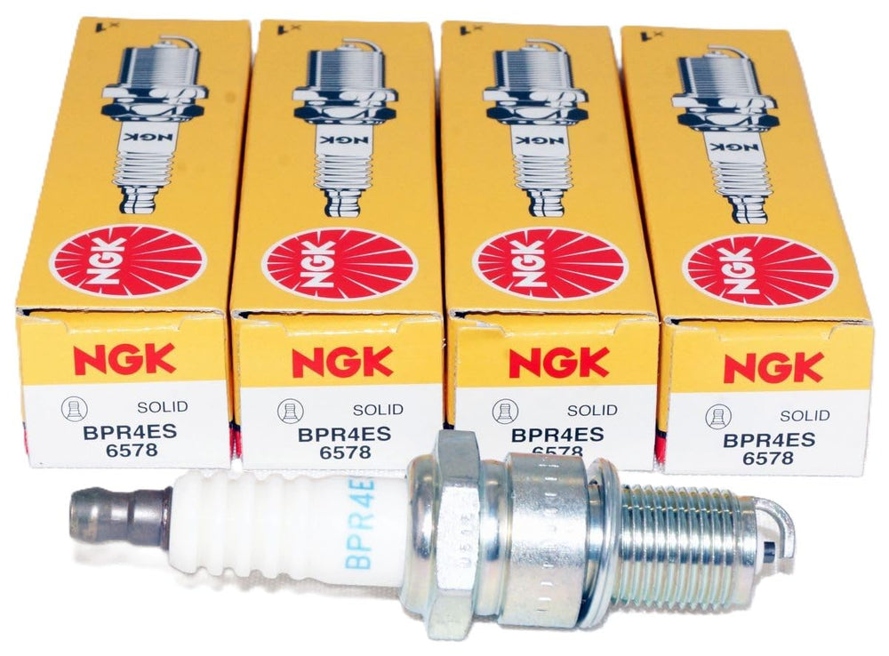 NGK BPR4ES front packaging showing four plugs and part number, dependable replacement