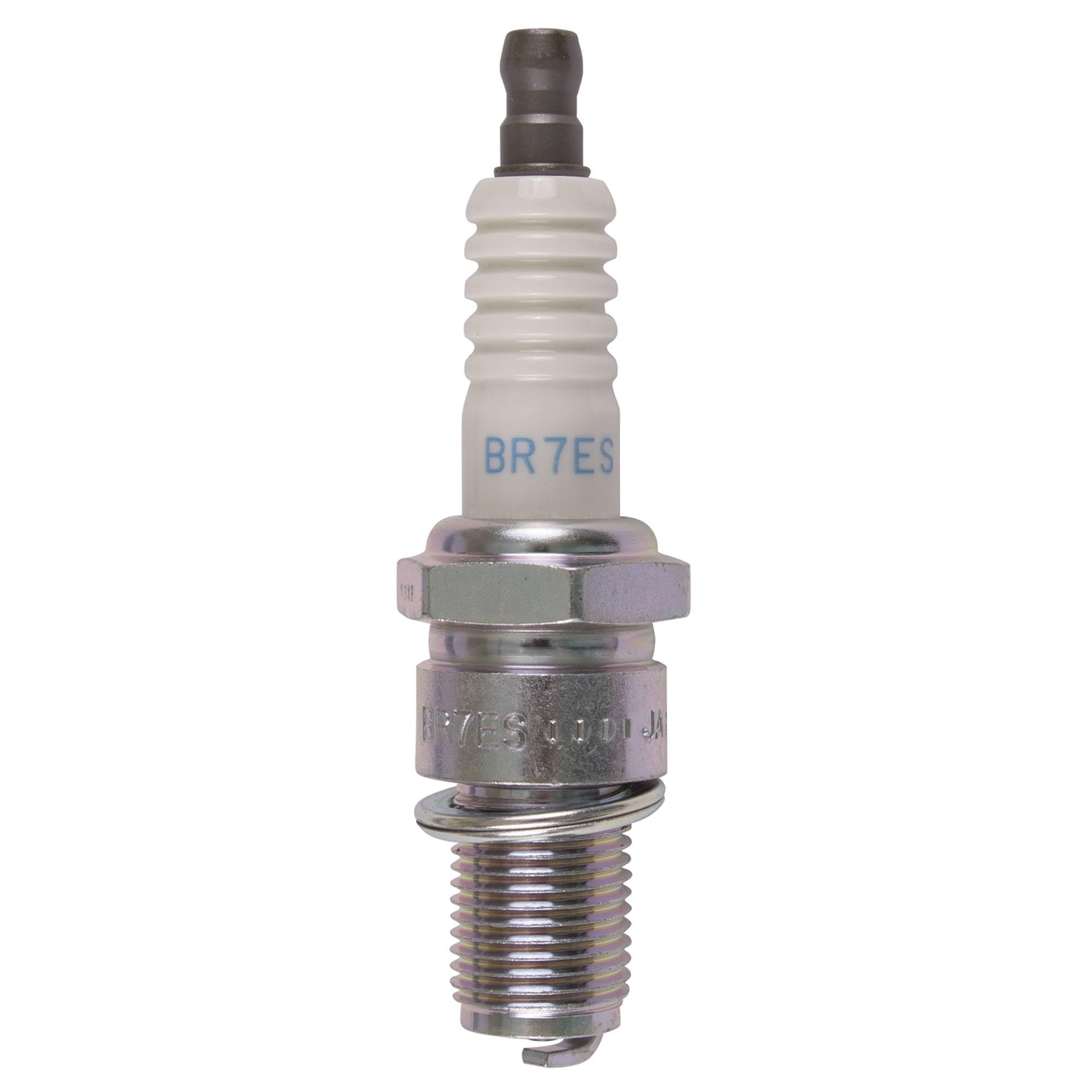 NGK BR7ES close-up of nickel center electrode and insulator highlighting durable construction