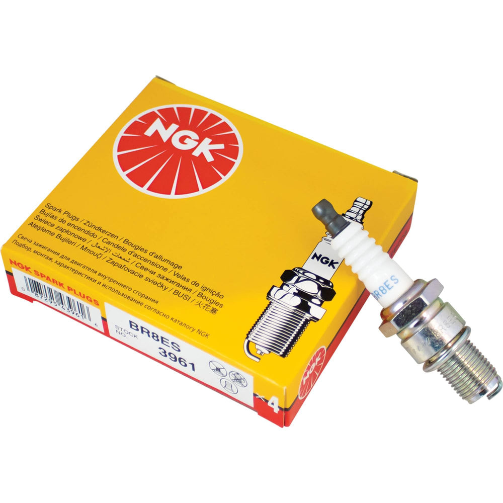 NGK BR8ES solid terminal detail showing solid nut and secure connection benefit