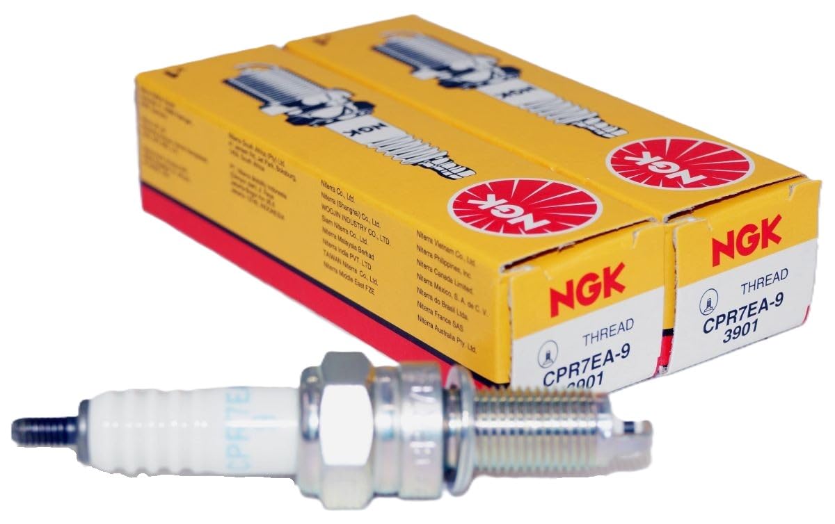 NGK CPR7EA-9 front packaging showing two plugs and brand reliability