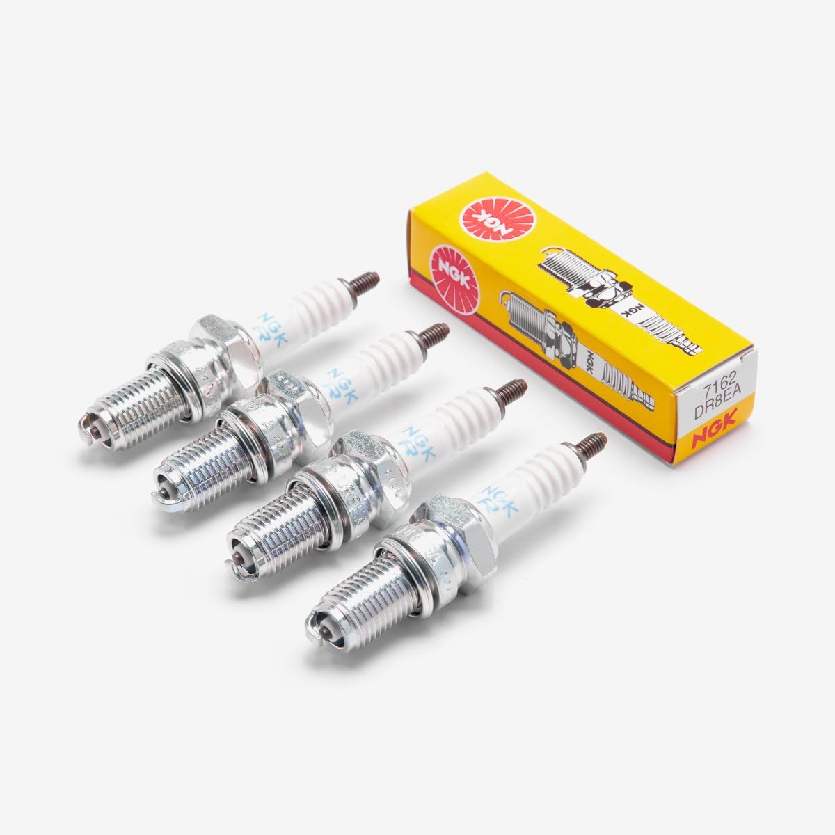 NGK DR8EA 7162 front packaging showing four-pack and part label for easy identification