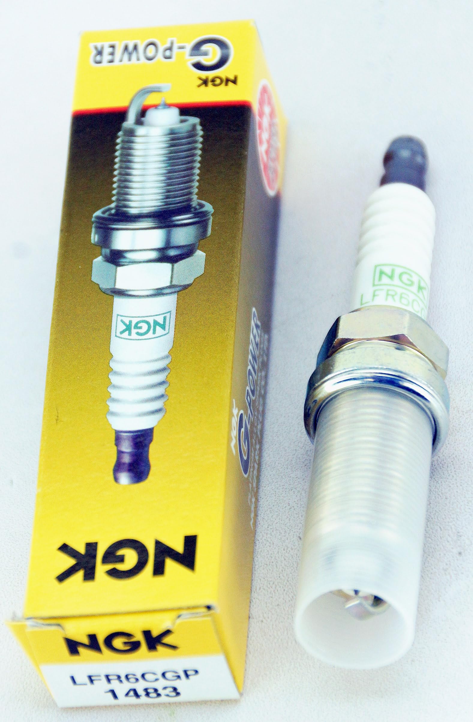 NGK G-Power LFR6CGP electrode detail showing tip design for reliable ignition performance