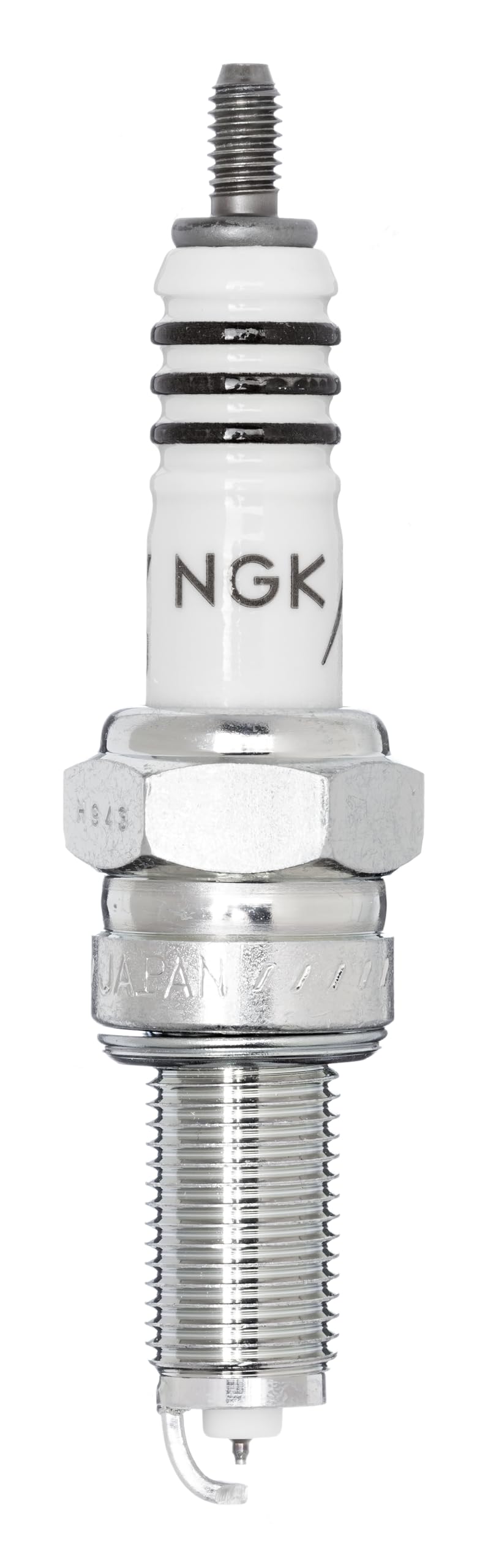 NGK iridium IX close-up of 0.6 mm center electrode highlighting durability