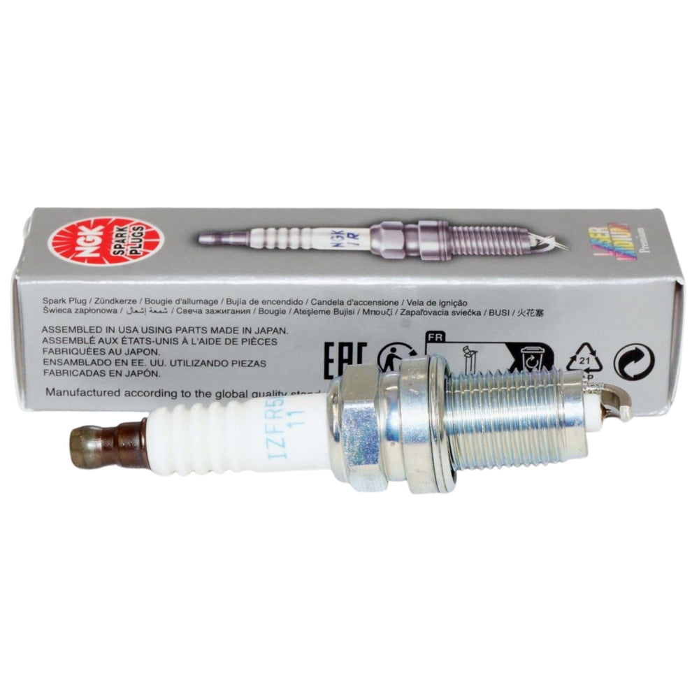 NGK IZFR5K11 side label displaying model number and gap information for accurate selection