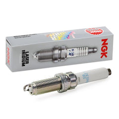 Close-up of NGK laser iridium electrode and fine-wire tip, precision spark benefit