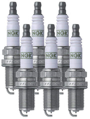 NGK pack front view showing six iridium spark plugs, consistent replacement