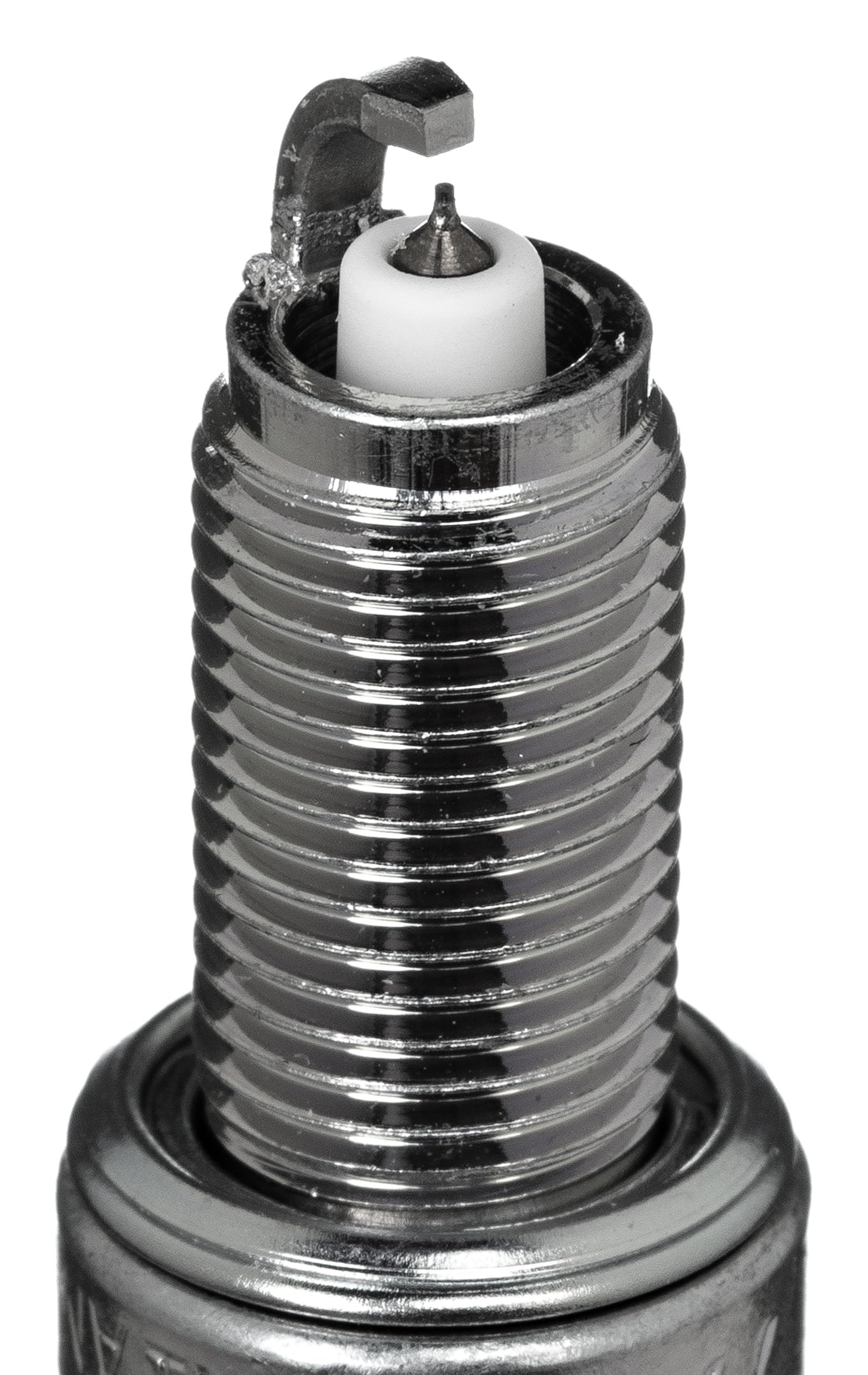NGK SIMR8A9 closeup of iridium electrode emphasizing precise spark