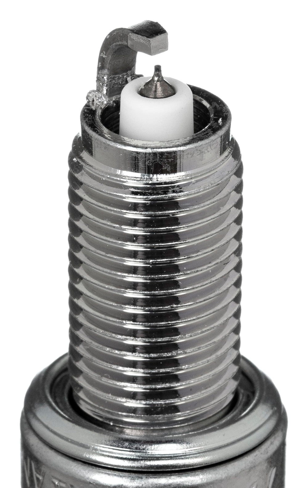 NGK SIMR8A9 closeup of iridium electrode emphasizing precise spark