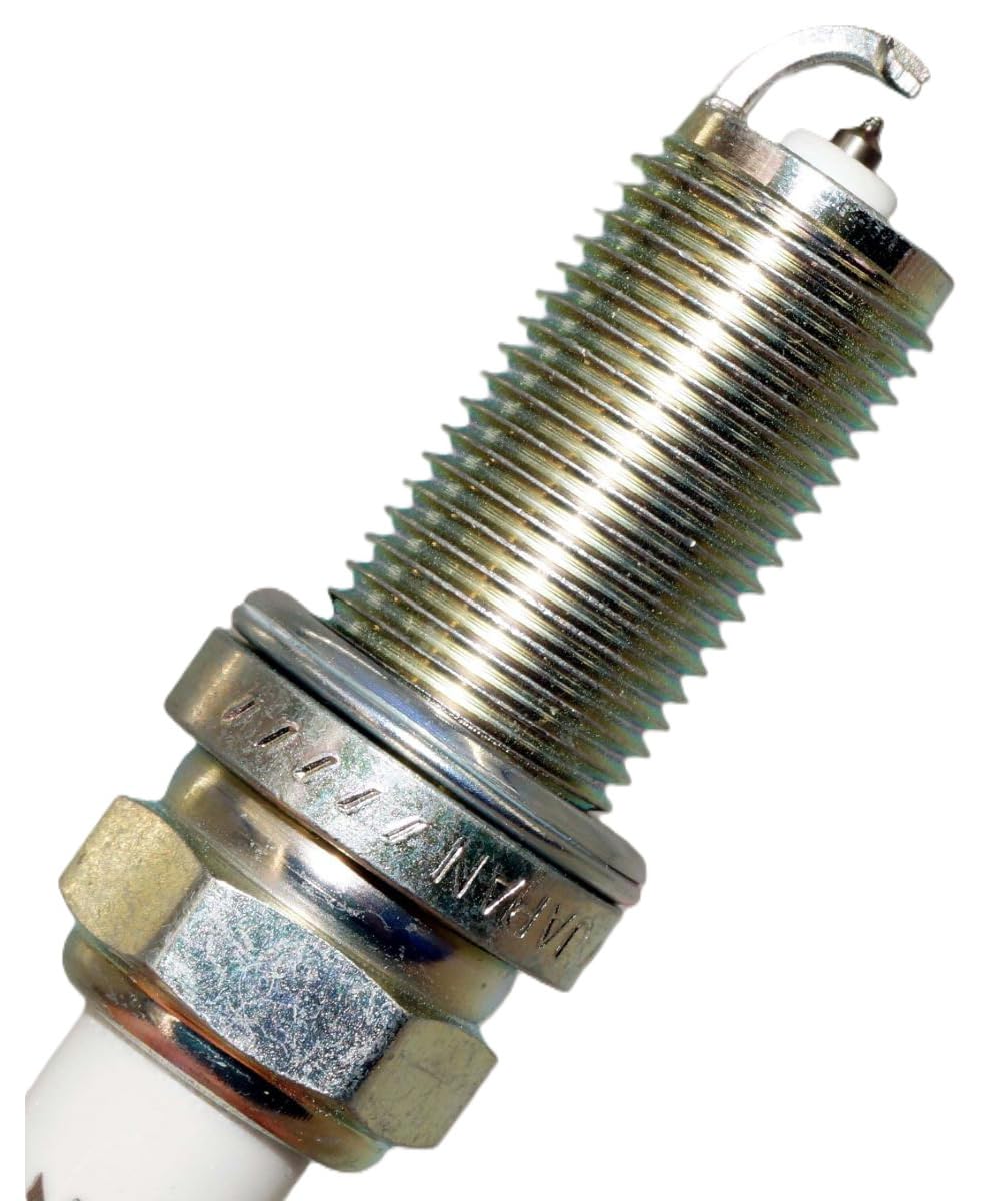 NGK spark plug side profile showing reach and ceramic insulator for correct fit