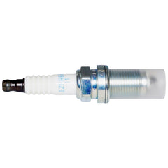 Detail of NGK spark plug threads and sealing surface ensuring proper seat and compression seal