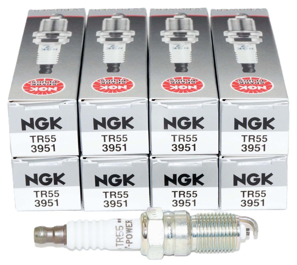 NGK front packaging showing TR55 eight-pack and clear part ID for easy purchase