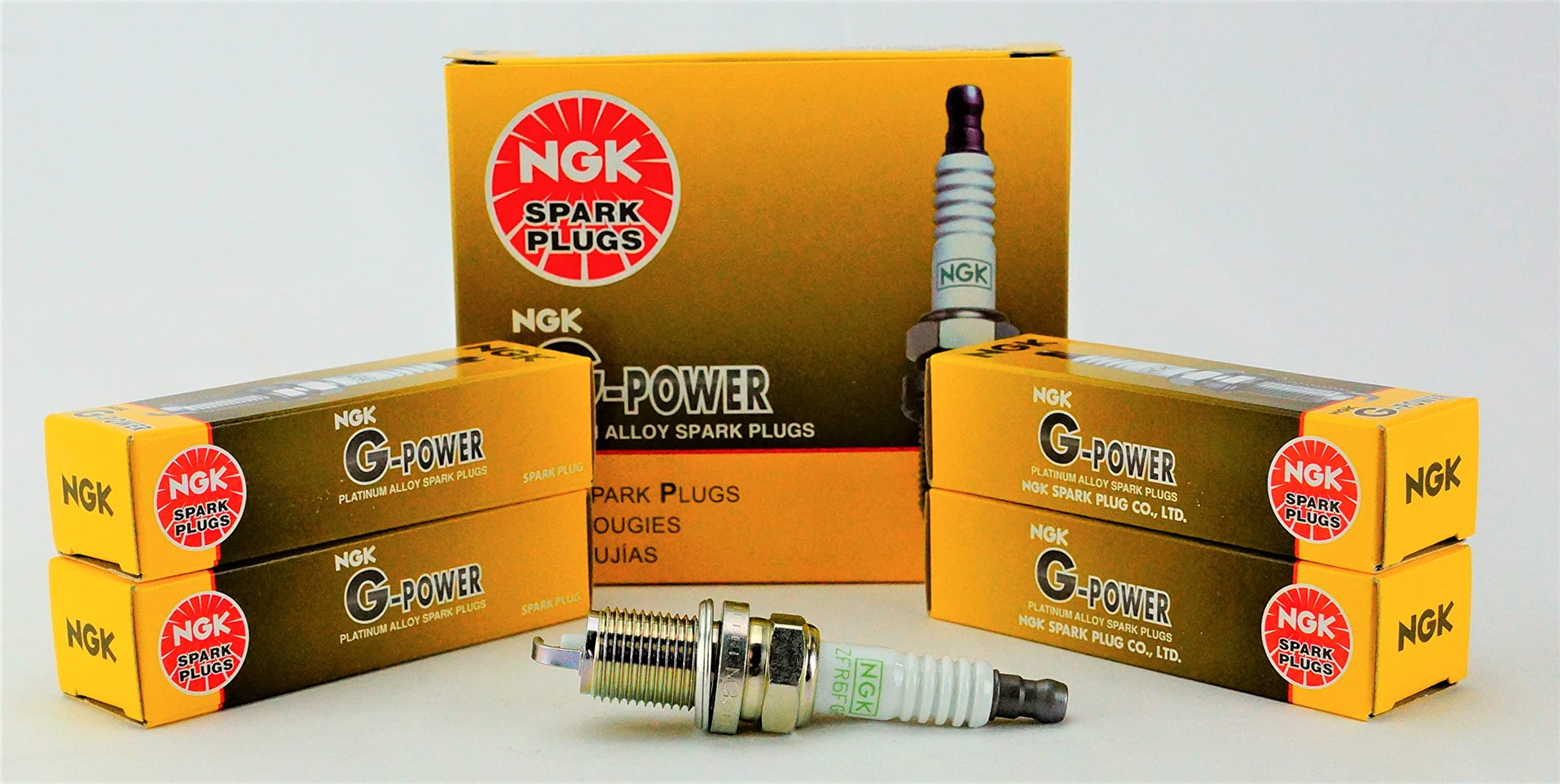NGK ZFR6FGP front packaging showing four plugs and brand identification for easy purchase